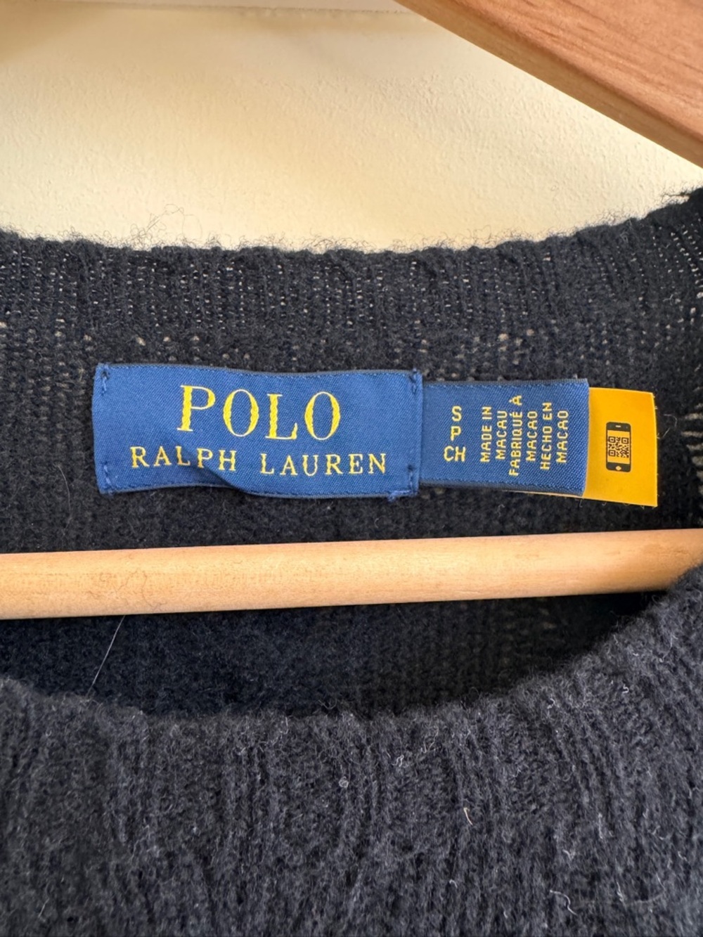 Polo Ralph Lauren Cable Knit Crewneck Sweater S | Black | Wool Blend - Picture 2 of 3